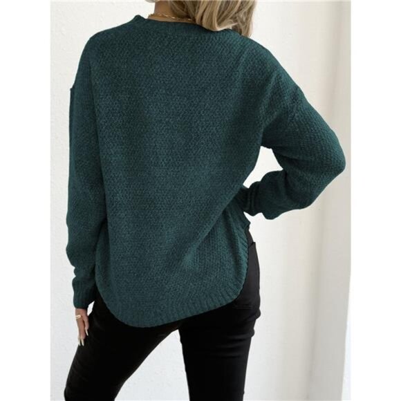 Textured Knit Relaxed Fit Round Neck Sweater - Picture 8 of 16